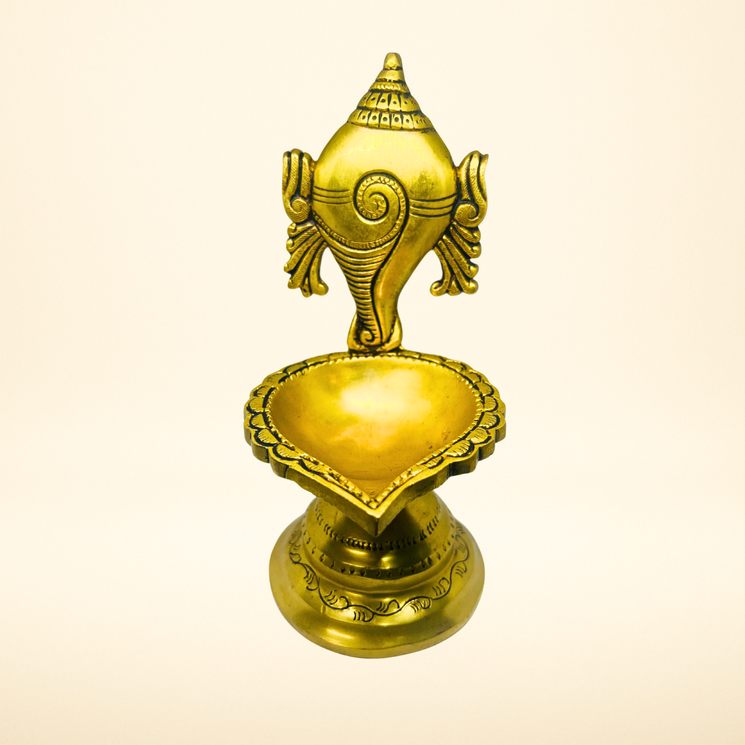 Brass Deepak In Ganesh Design
